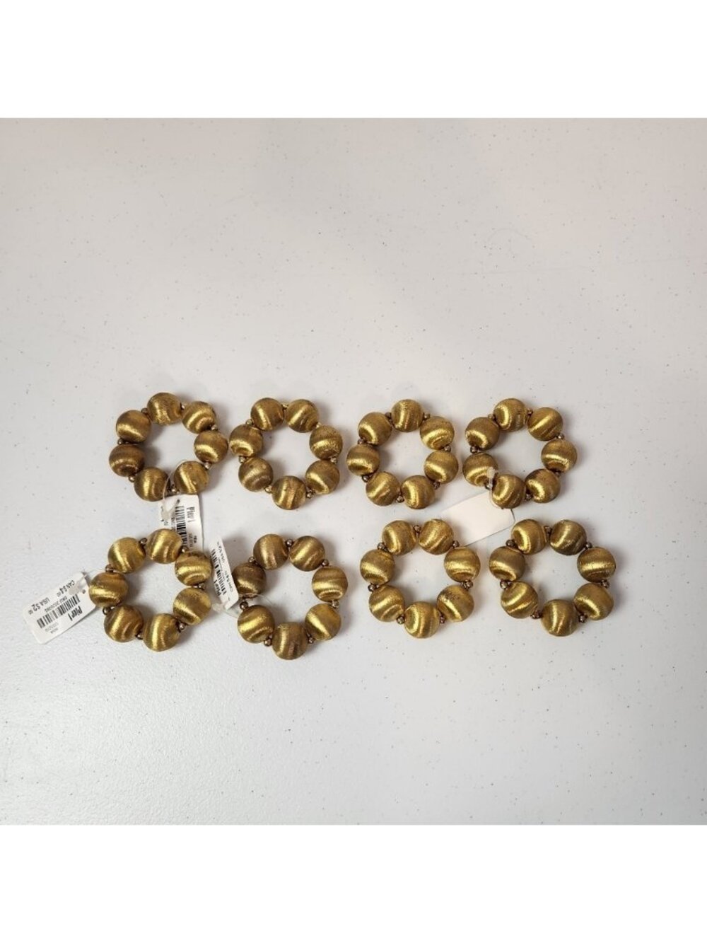 Pier 1 Burnished Gold Metal Napkin Rings Set of 8 Christmas New Years Table New